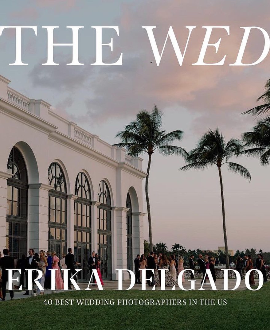 The Wed feature for Erika Delgado with a Florida sunset and palm trees in the back.